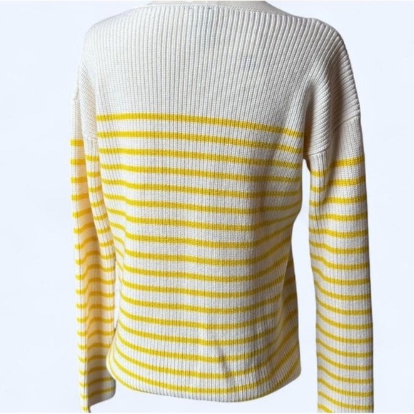 GAP Womens Medium Sweater Boat Neck Ribbed Wool Blend Knit Striped Coastal NWT - Picture 2 of 8